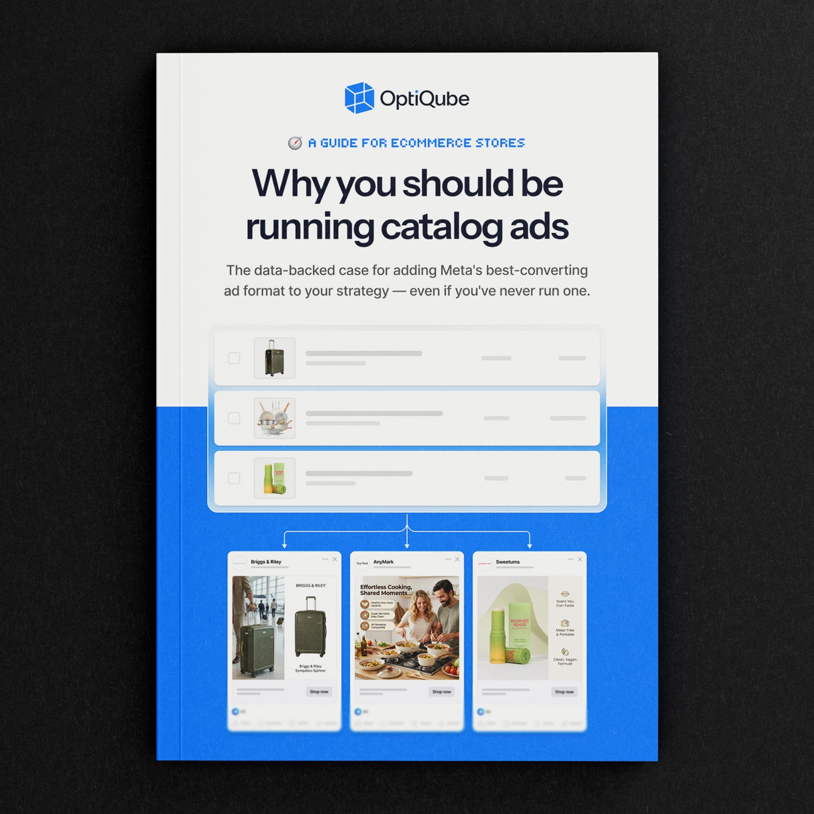OptiQube guide cover: Why You Should Be Running Catalog Ads